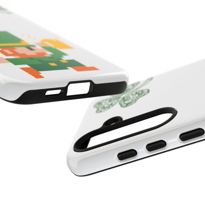 St. Patrick’s Pixel Leprechaun Phone Case — Cute Retro Gaming Clover Design