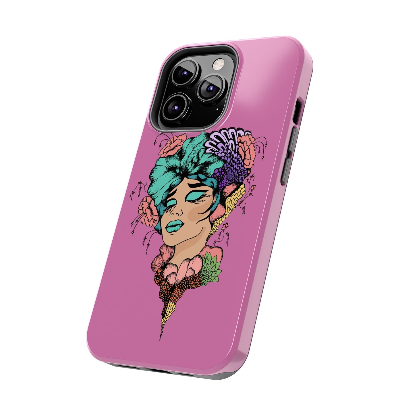 Tough Phone Case — Retro Floral Femme Illustration, Protective Art Phone Cover