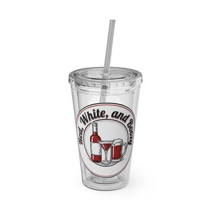 16oz Sunsplash Tumbler with Straw — Beach BBQ Graphic Travel Cup