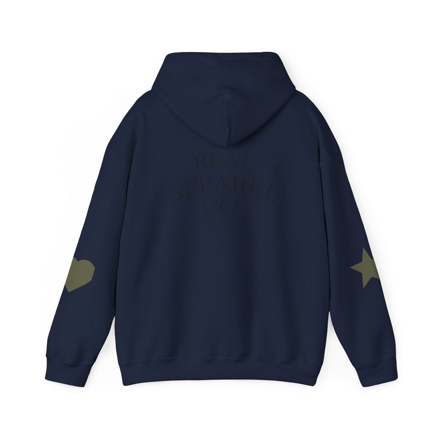 New Day Hoodie — "New Day" Graphic Pullover with Star & Heart Sleeve Accents