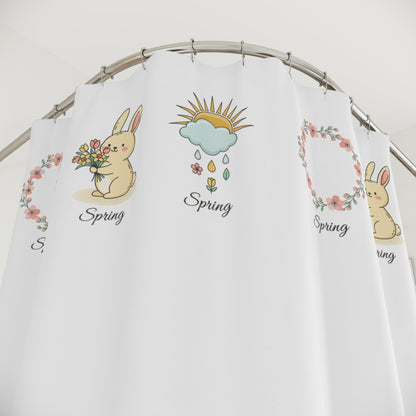 Minimalist Cute Plants Shower Curtain — Small Botanical Icons Bathroom Decor