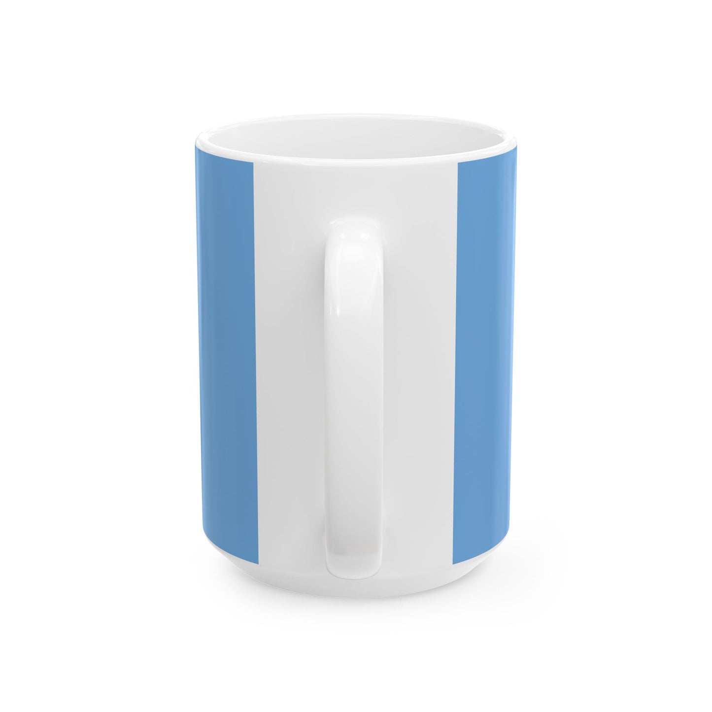 Blue Ceramic Mug with Interlocking Gold Rings – Minimalist Modern Coffee Cup (11oz, 15oz)