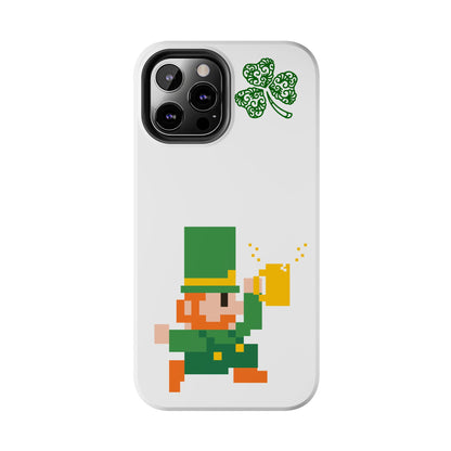 St. Patrick's Pixel Leprechaun Tough Phone Case — Shamrock & Beer Mug