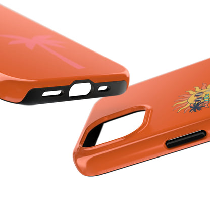 Summertime Palm Tough Phone Case — Retro Sun & Pink Palm Tropical Protective Cover