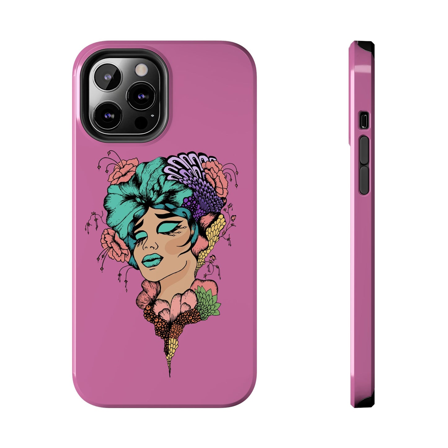 Tough Phone Case — Retro Floral Femme Illustration, Protective Art Phone Cover