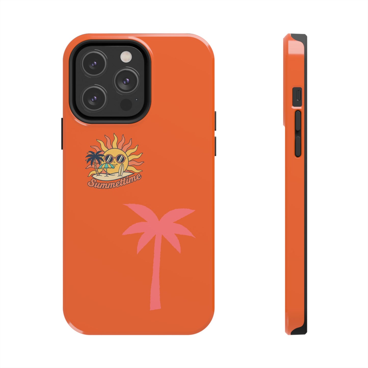 Summertime Palm Tough Phone Case — Retro Sun & Pink Palm Tropical Protective Cover