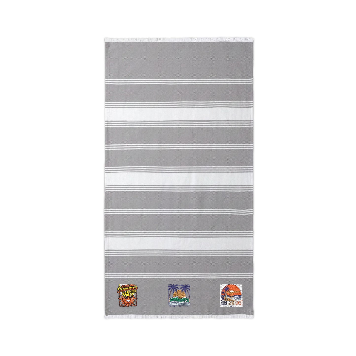 Embroidered Beach Throw Towel — Tropical Character Trio Accent