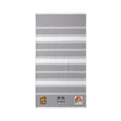 Embroidered Beach Throw Towel — Tropical Character Trio Accent