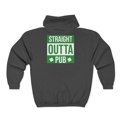 Cheers! Beer Zip Hoodie — ‘Straight Outta Pub’ St. Patrick’s Day Sweatshirt