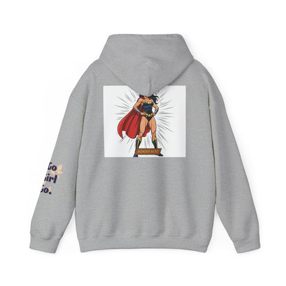 Wonder Woman Hoodie — Vintage Superhero Graphic Sweatshirt ('Go girl' sleeve)
