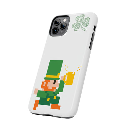 St. Patrick's Pixel Leprechaun Tough Phone Case — Shamrock & Beer Mug