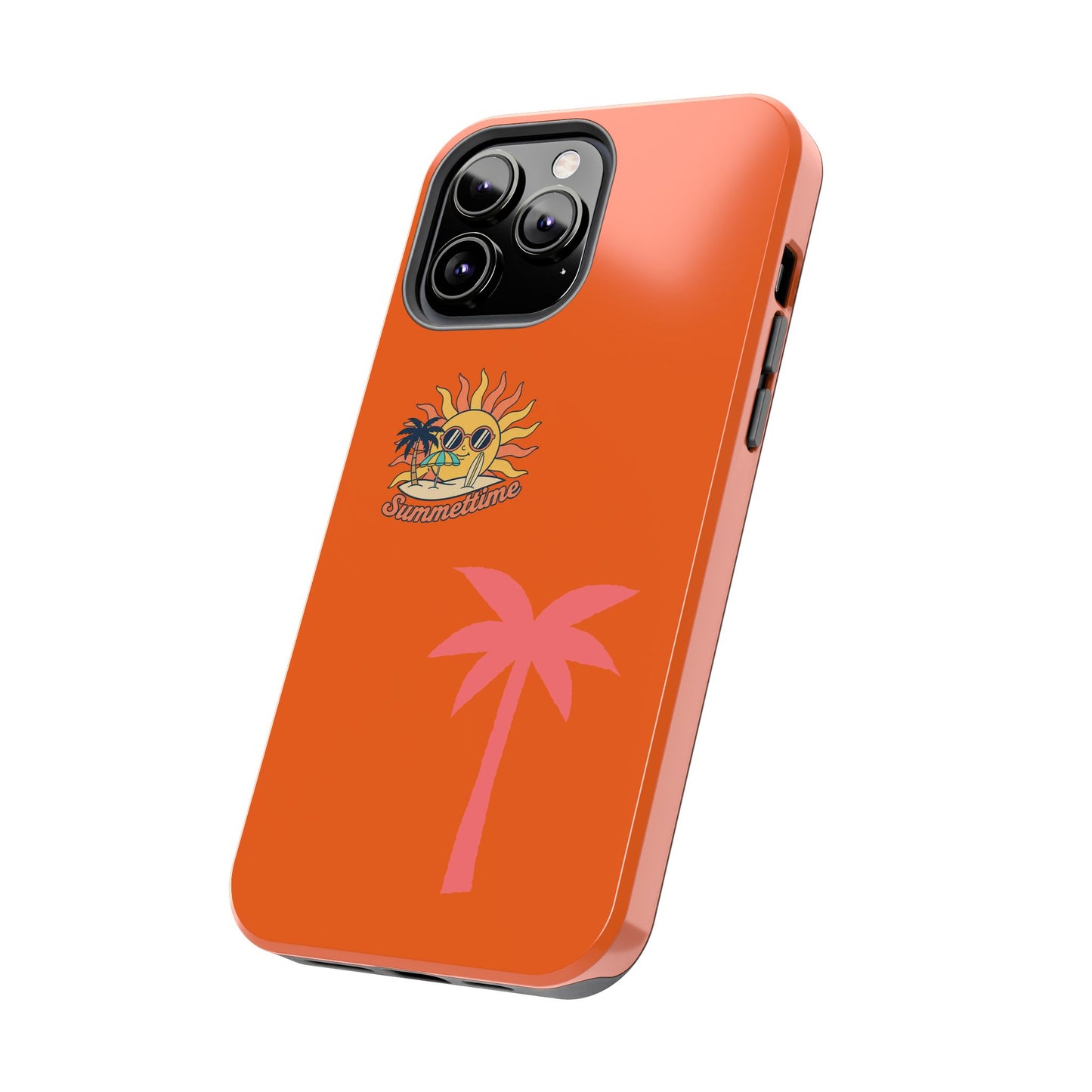 Summertime Palm Tough Phone Case — Retro Sun & Pink Palm Tropical Protective Cover