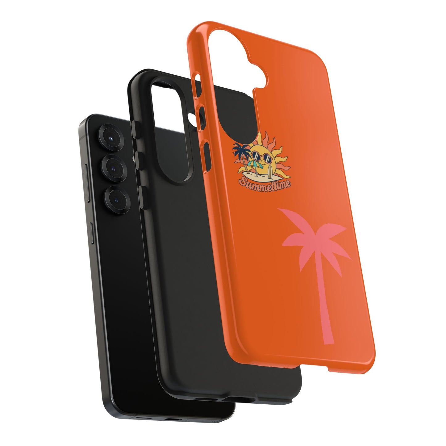 Summertime Palm Tough Phone Case — Retro Sun & Pink Palm Tropical Protective Cover