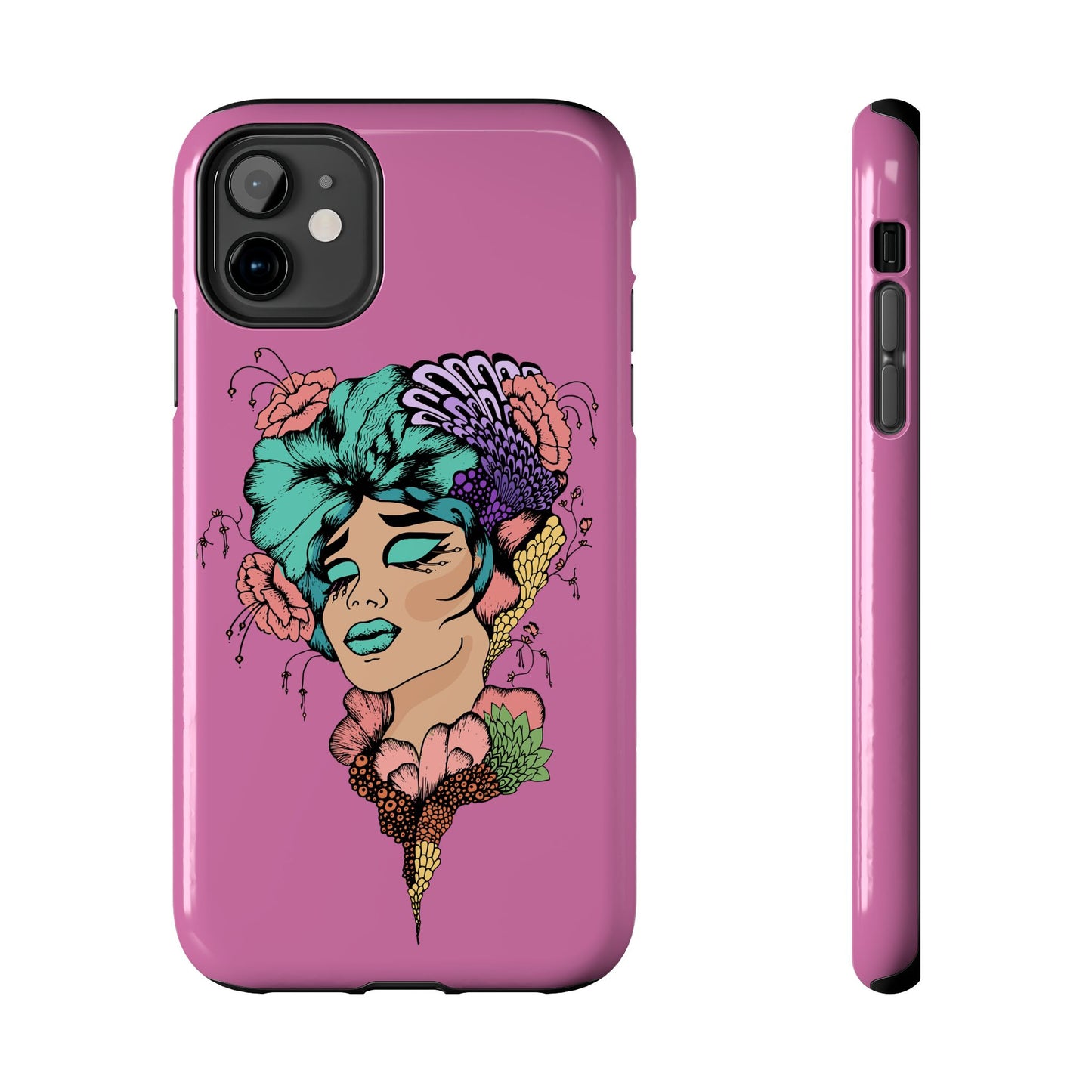 Tough Phone Case — Retro Floral Femme Illustration, Protective Art Phone Cover