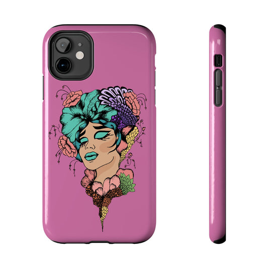 Tough Phone Case — Retro Floral Femme Illustration, Protective Art Phone Cover