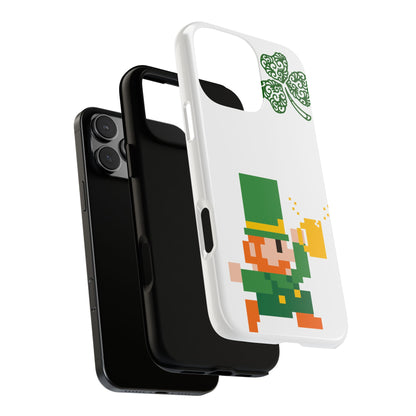 St. Patrick’s Pixel Leprechaun Phone Case — Cute Retro Gaming Clover Design
