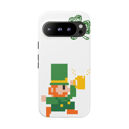 St. Patrick’s Pixel Leprechaun Phone Case — Cute Retro Gaming Clover Design