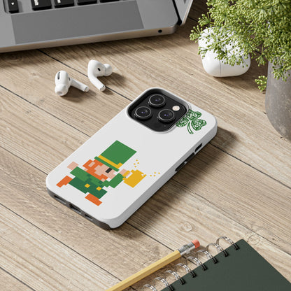 St. Patrick's Pixel Leprechaun Tough Phone Case — Shamrock & Beer Mug
