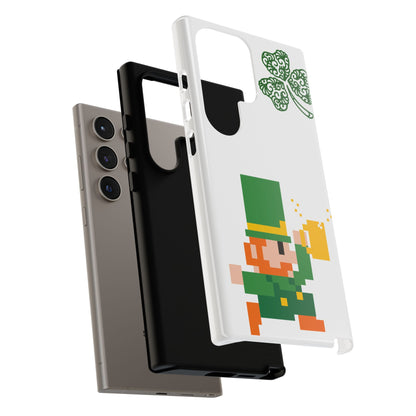 St. Patrick’s Pixel Leprechaun Phone Case — Cute Retro Gaming Clover Design