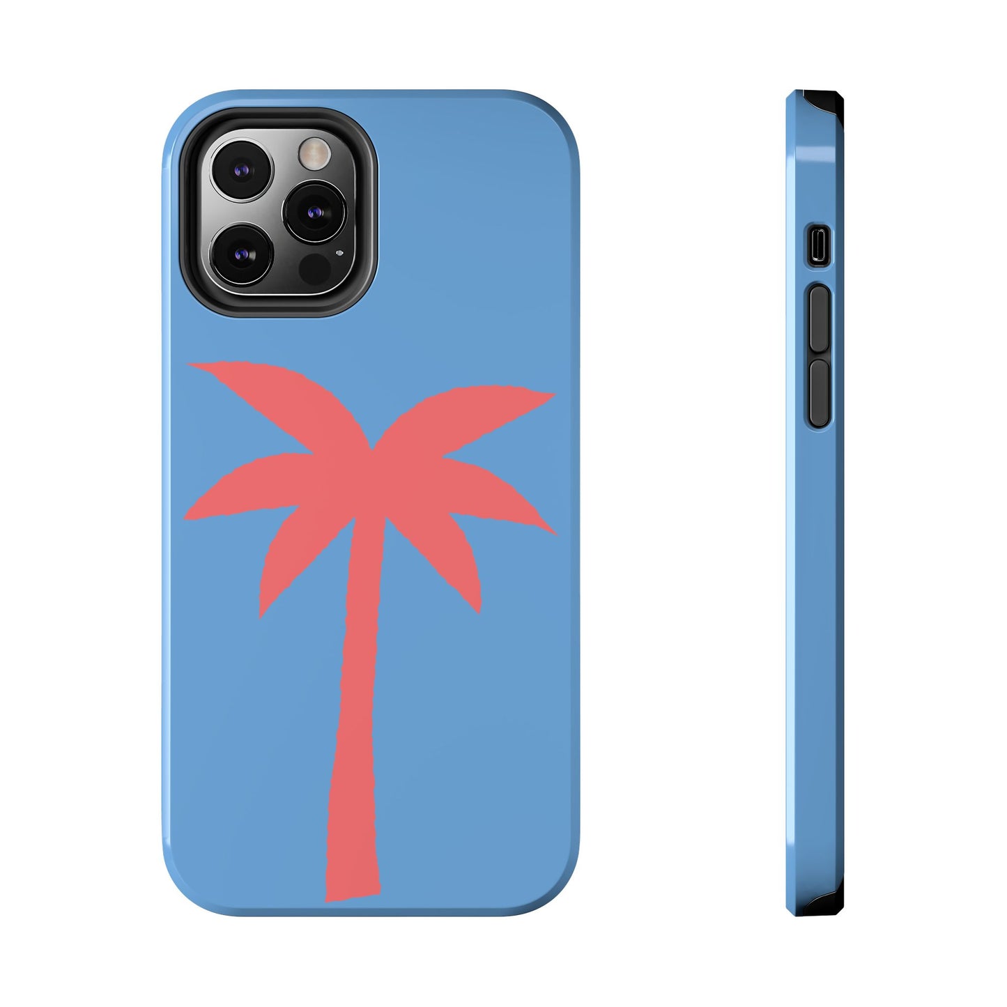Tough Phone Case — Coral Palm on Sky Blue (Durable Protective Phone Cover)