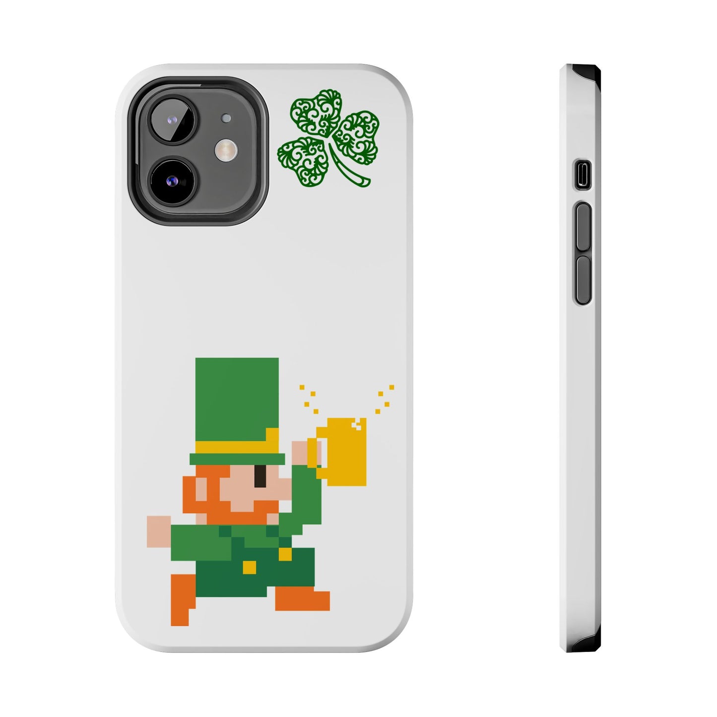 St. Patrick's Pixel Leprechaun Tough Phone Case — Shamrock & Beer Mug