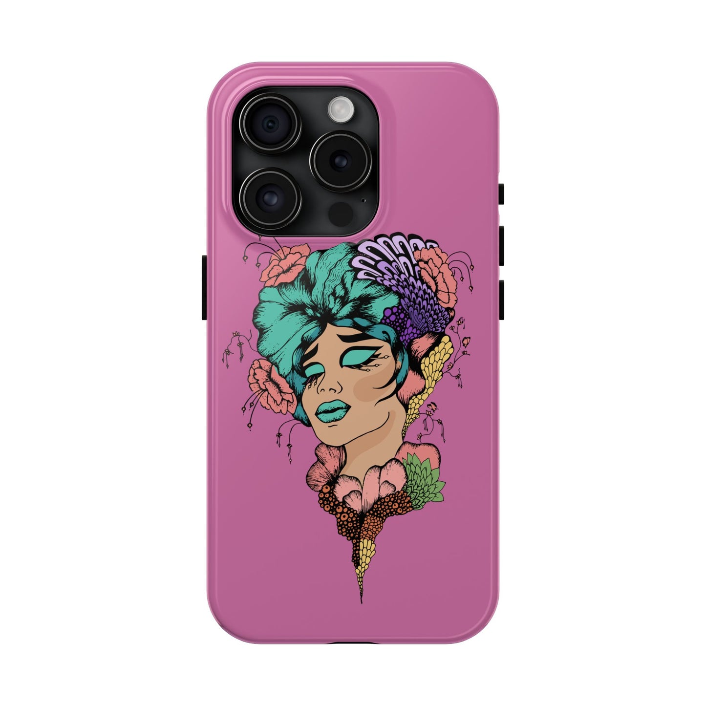 Tough Phone Case — Retro Floral Femme Illustration, Protective Art Phone Cover