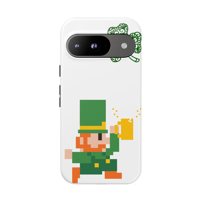 St. Patrick’s Pixel Leprechaun Phone Case — Cute Retro Gaming Clover Design