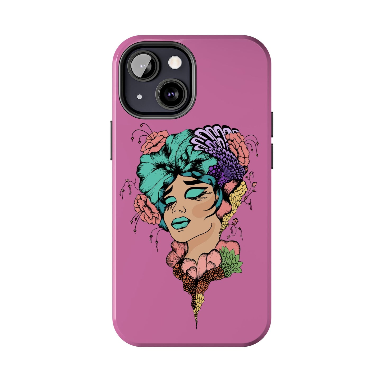 Tough Phone Case — Retro Floral Femme Illustration, Protective Art Phone Cover
