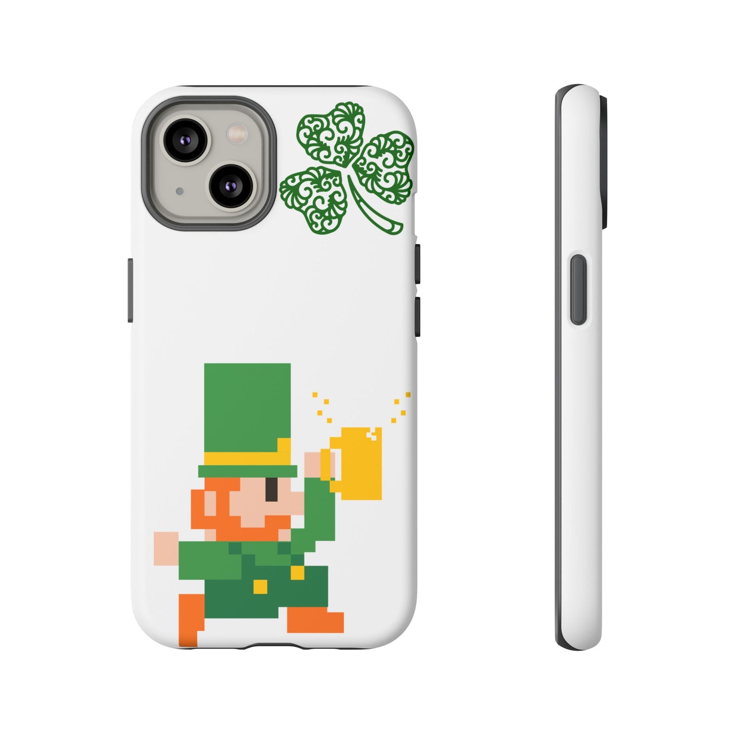 St. Patrick’s Pixel Leprechaun Phone Case — Cute Retro Gaming Clover Design
