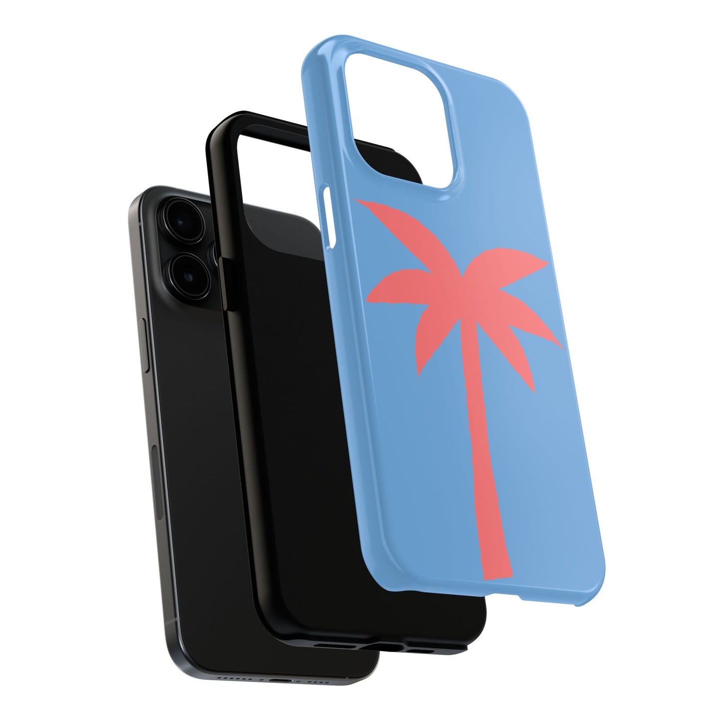 Tough Phone Case — Coral Palm on Sky Blue (Durable Protective Phone Cover)