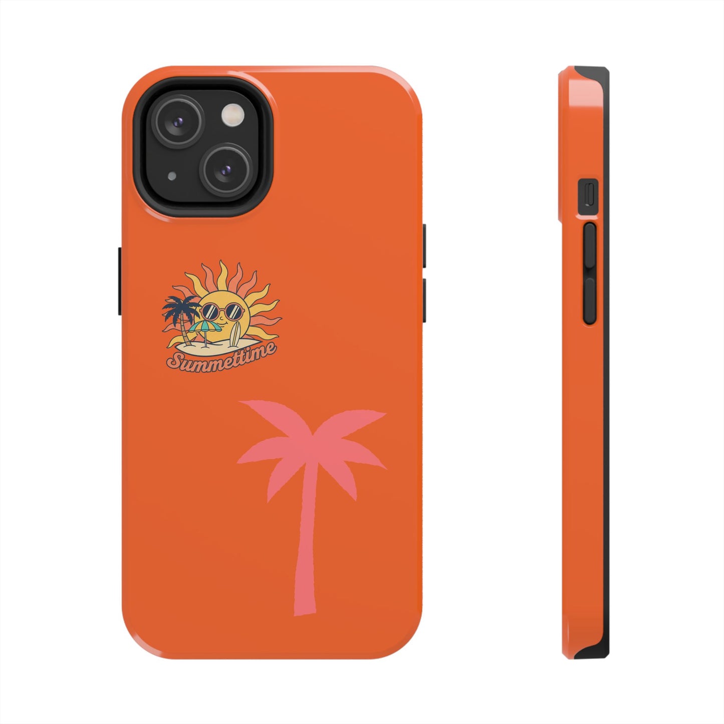 Summertime Palm Tough Phone Case — Retro Sun & Pink Palm Tropical Protective Cover