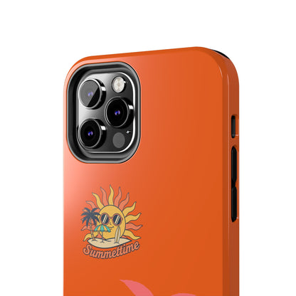 Summertime Palm Tough Phone Case — Retro Sun & Pink Palm Tropical Protective Cover