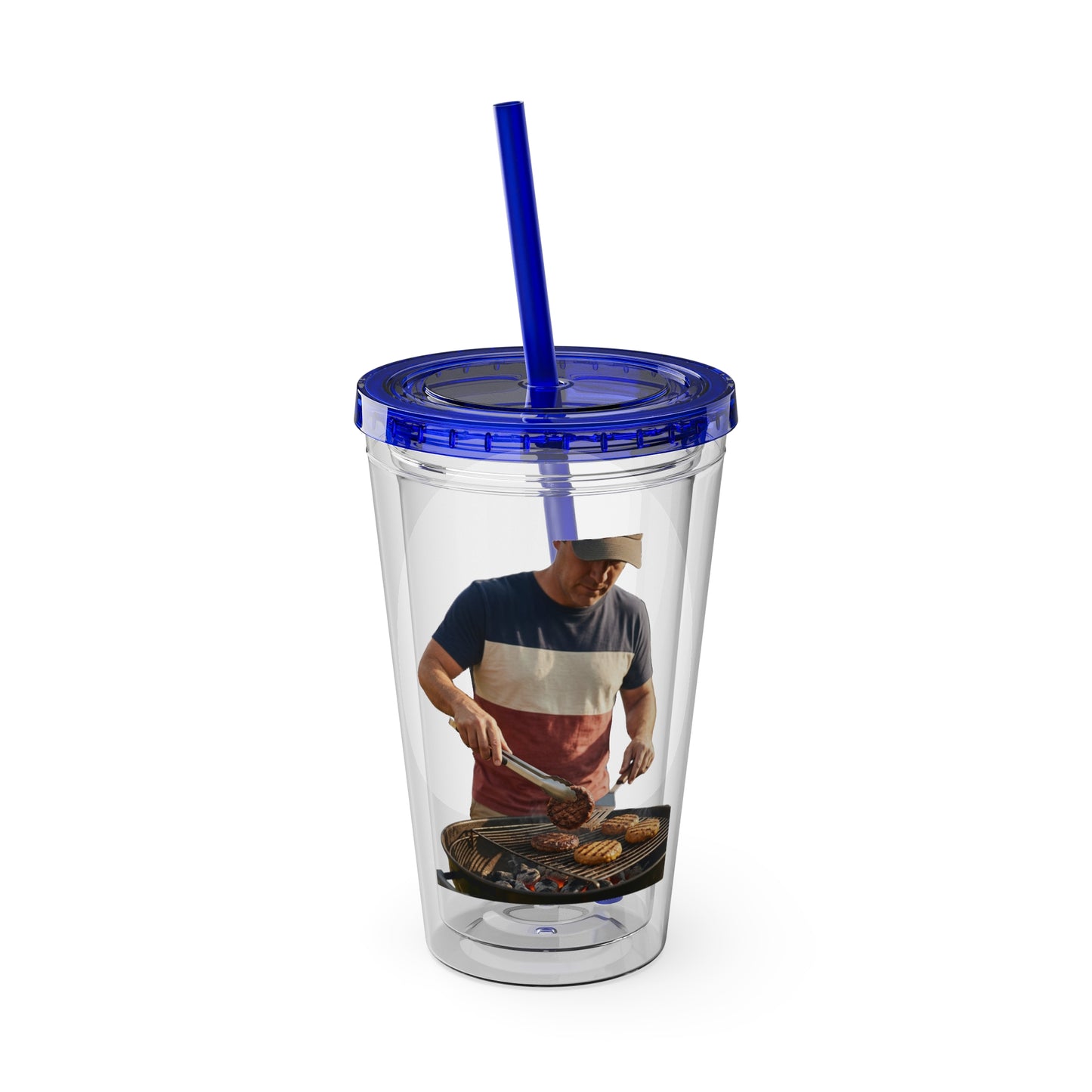 16oz Sunsplash Tumbler with Straw — Beach BBQ Graphic Travel Cup