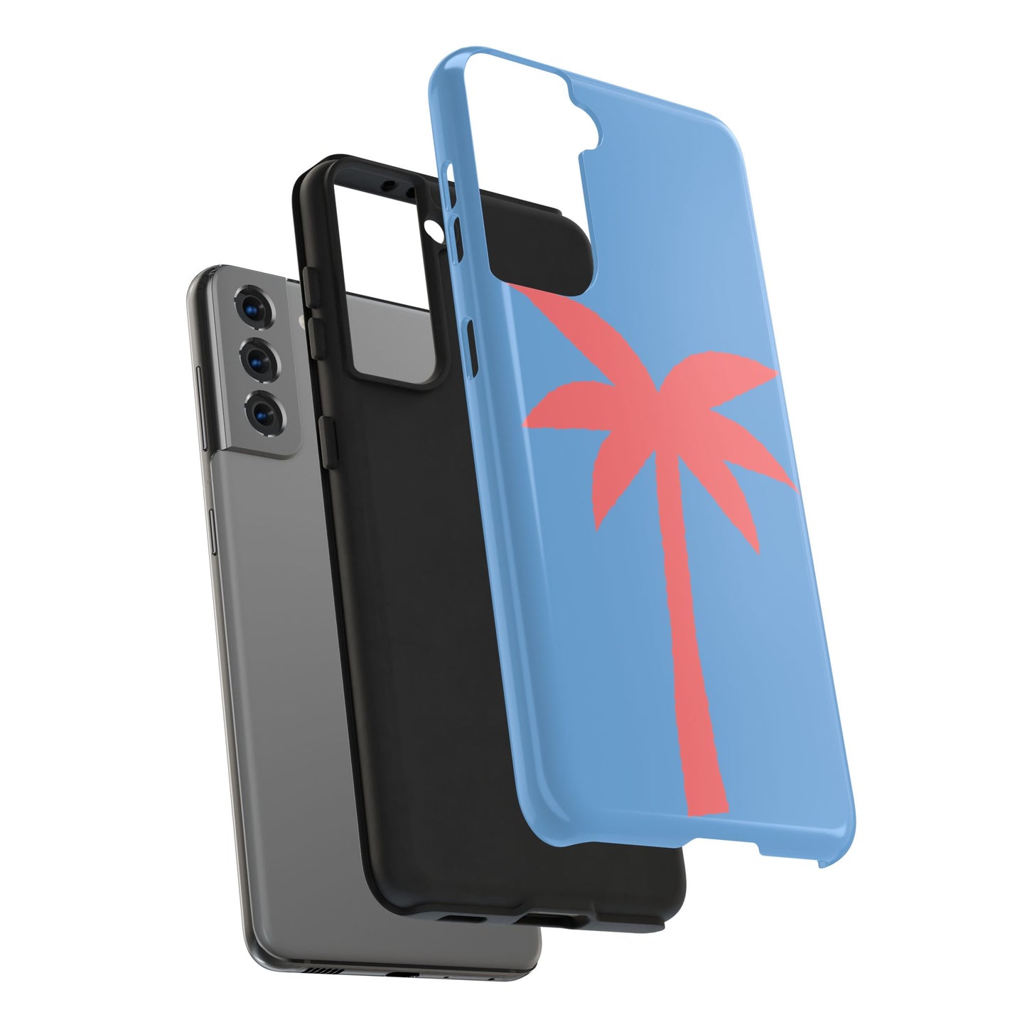 Tough Phone Case — Coral Palm on Sky Blue (Durable Protective Phone Cover)