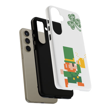 St. Patrick’s Pixel Leprechaun Phone Case — Cute Retro Gaming Clover Design