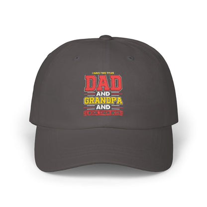 Dad Grandpa Classic Cap — Vintage Stacked Titles Hat ("Dad, Grandpa")