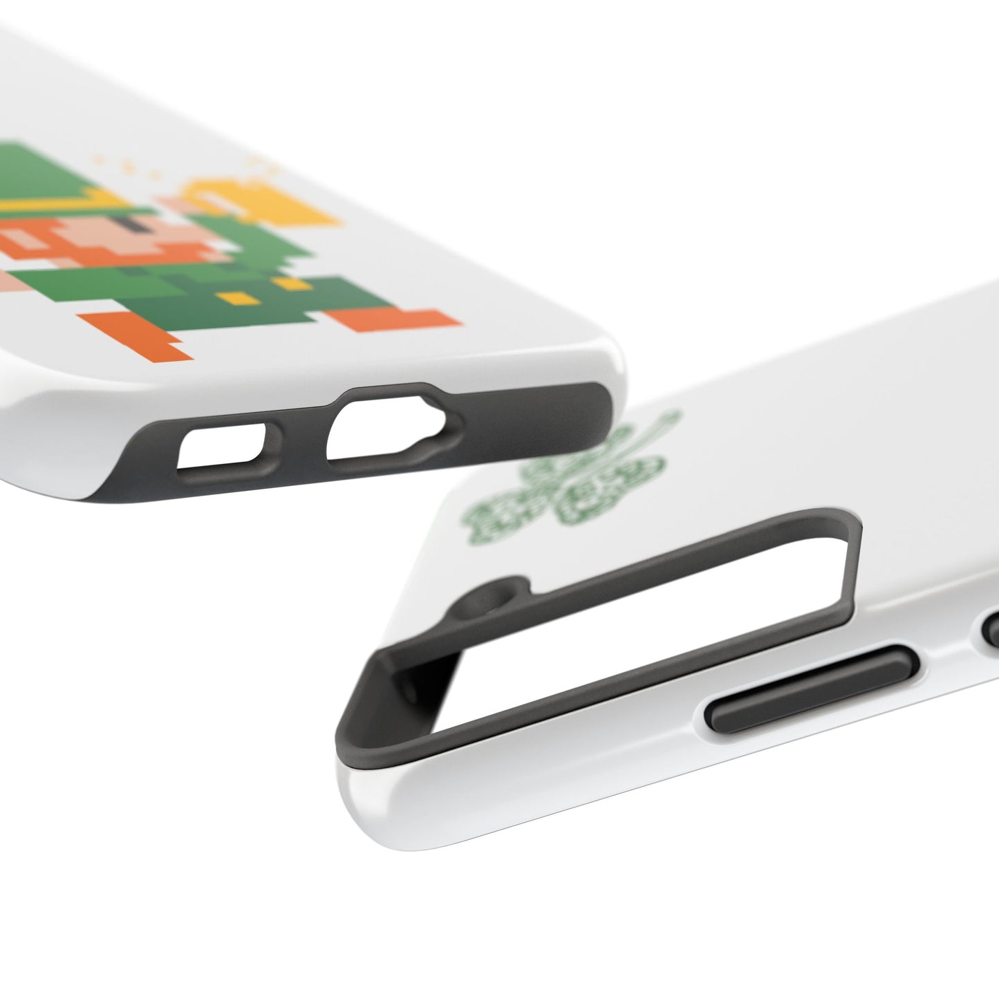 St. Patrick's Pixel Leprechaun Tough Phone Case — Shamrock & Beer Mug