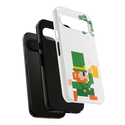 St. Patrick’s Pixel Leprechaun Phone Case — Cute Retro Gaming Clover Design