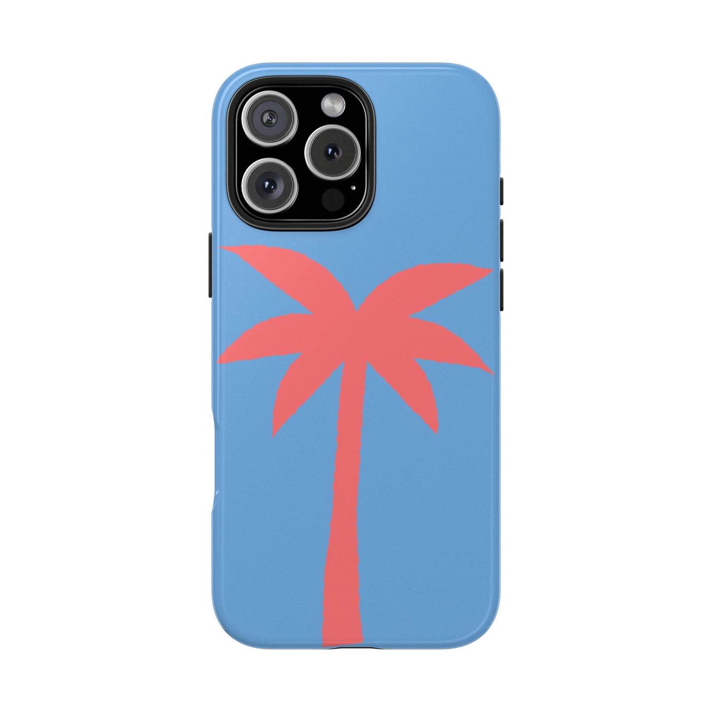 Tough Phone Case — Coral Palm on Sky Blue (Durable Protective Phone Cover)