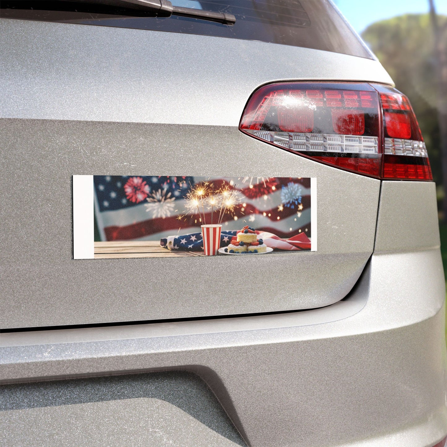 Patriotic Fireworks Car Magnet — American Flag 4th of July Decor