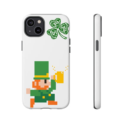 St. Patrick’s Pixel Leprechaun Phone Case — Cute Retro Gaming Clover Design