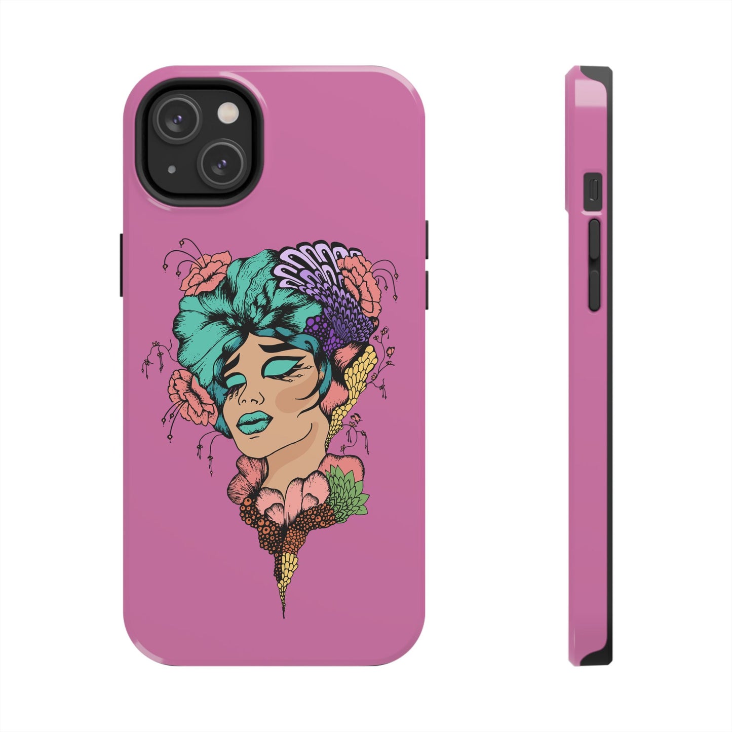 Tough Phone Case — Retro Floral Femme Illustration, Protective Art Phone Cover