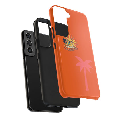 Summertime Palm Tough Phone Case — Retro Sun & Pink Palm Tropical Protective Cover