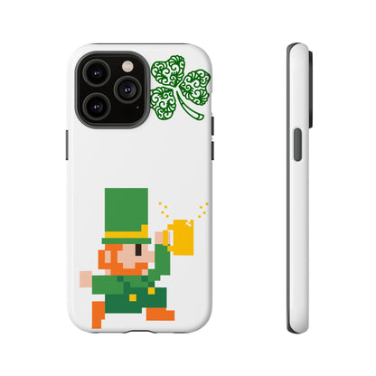 St. Patrick’s Pixel Leprechaun Phone Case — Cute Retro Gaming Clover Design