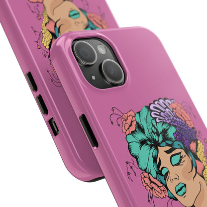 Tough Phone Case — Retro Floral Femme Illustration, Protective Art Phone Cover