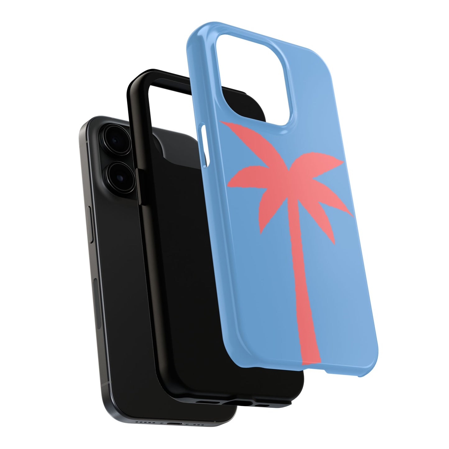 Tough Phone Case — Coral Palm on Sky Blue (Durable Protective Phone Cover)