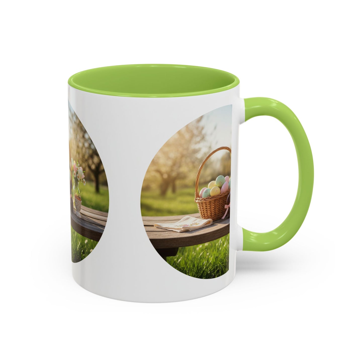 Easter Basket Coffee Mug — Spring Pastel Egg Design (11/15oz Accent Mug)