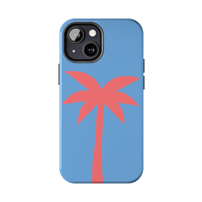 Tough Phone Case — Coral Palm on Sky Blue (Durable Protective Phone Cover)