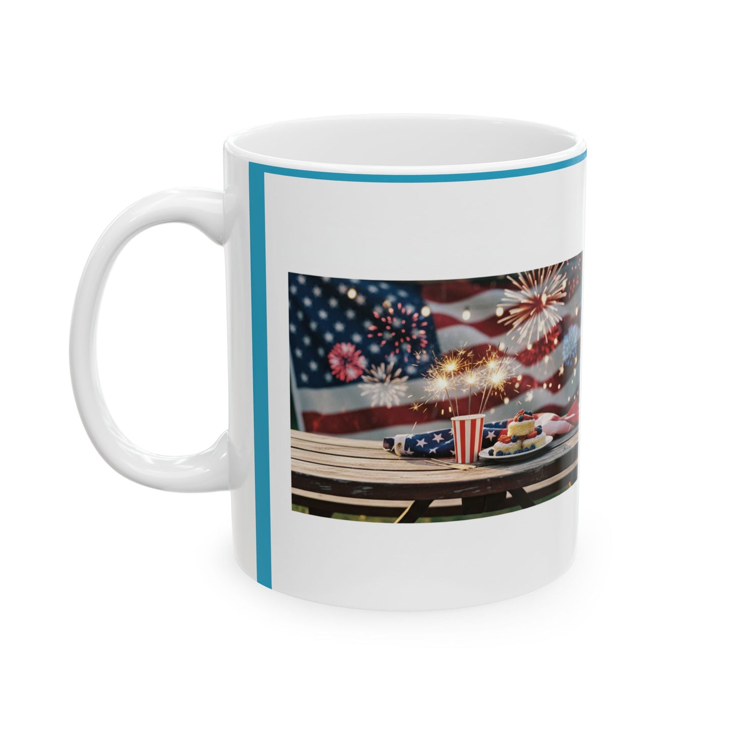 Fourth of July American Flag Ceramic Mug – Patriotic Independence Day Coffee Cup (11oz/15oz)