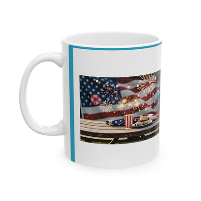 Fourth of July American Flag Ceramic Mug – Patriotic Independence Day Coffee Cup (11oz/15oz)